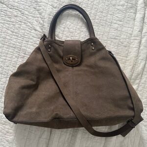 Elegant Brownish Green Leather tote Bag
